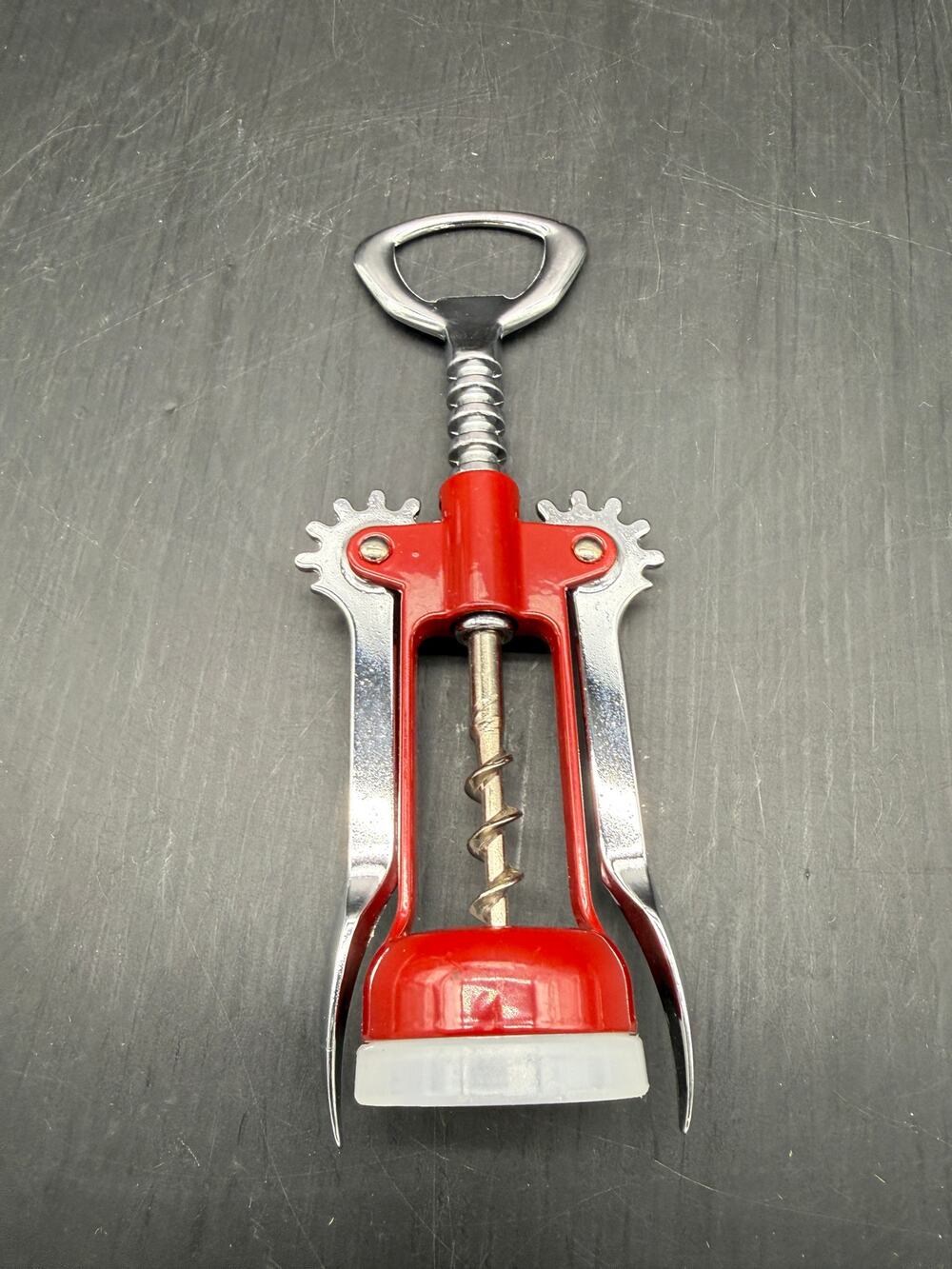 Vintage Wine Opener, Red Wing Corkscrew, Italy, Stainless Steel, MCM